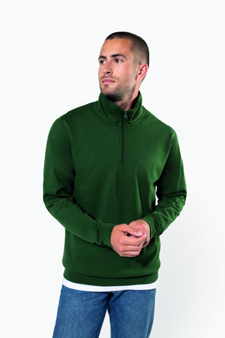 Basic herensweater met ritskraag